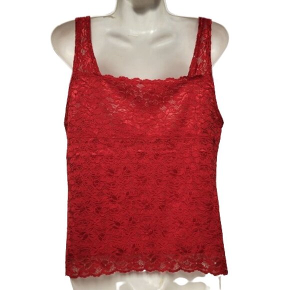 Red Lace Tank Top Lace Camisole Wide Straps Lace Top - Size M, Size XL - NEW - Picture 2 of 12